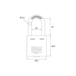 CANDADO DE SEGURIDAD IFAM COL40R | CUERPO DE ALUMINIO Y ARCO DE ACERO ROJO