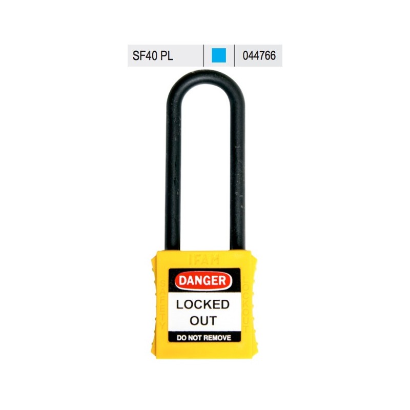 Candado de Seguridad Elctrica LOTO IFAM SF40PL | Arco de Nylon Largo y No Conductor Azul