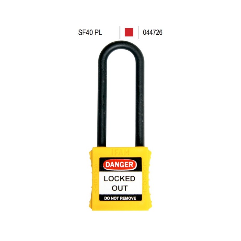 Candado de Seguridad Elctrica LOTO IFAM SF40PL | Arco de Nylon Largo y No Conductor Rojo