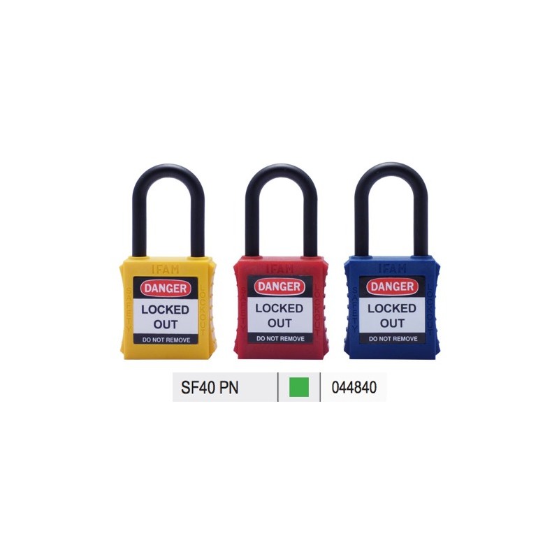 CANDADO DE SEGURIDAD ELECTRICA LOTO VERDE IFAM SF40PN | CUERPO Y ARCO DE NYLON