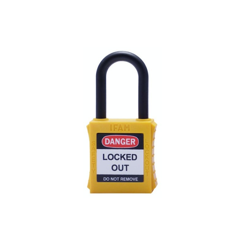 CANDADO DE SEGURIDAD ELECTRICA LOTO AMARILLO IFAM SF40PN | CUERPO Y ARCO DE NYLON