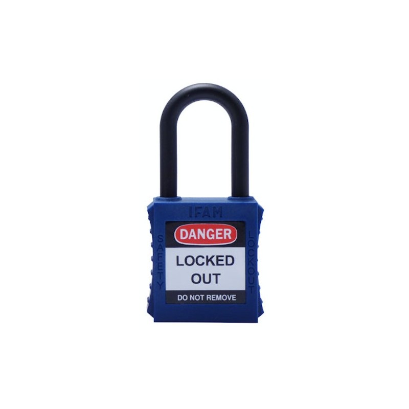 CANDADO DE SEGURIDAD ELECTRICA LOTO AZUL IFAM SF40PN | CUERPO Y ARCO DE NYLON