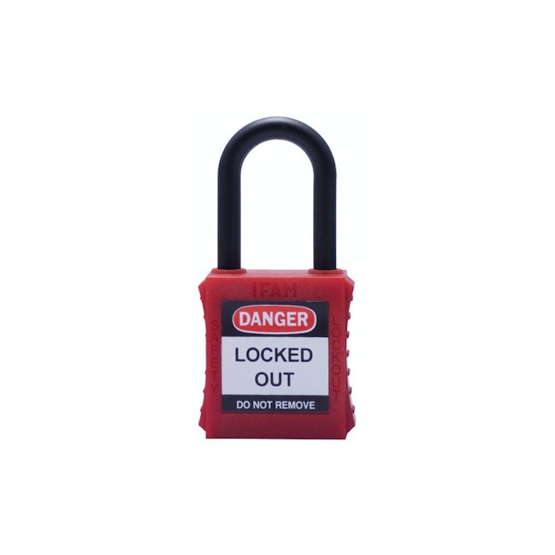 CANDADO DE SEGURIDAD ELECTRICA LOTO ROJO IFAM SF40PN | CUERPO Y ARCO DE NYLON